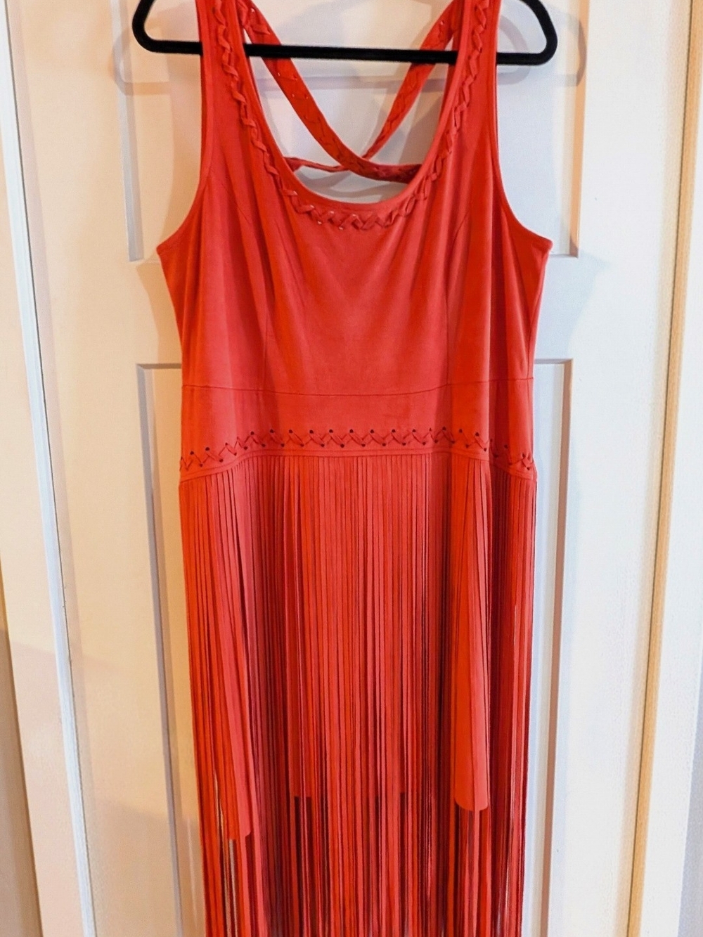 Idyllwind Faux Suede Fringe Midi Dress in Burnt Orange XL - Picture 5 of 9